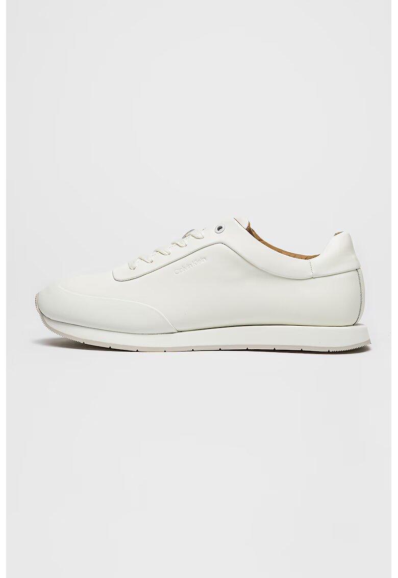 Calvin Klein Pantofi sport din piele cu model uni - Alb