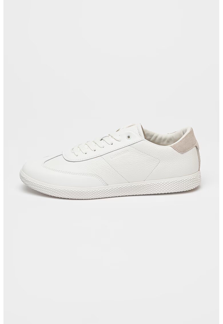 Calvin Klein Pantofi sport din piele cu model uni - Gri deschis/Alb optic
