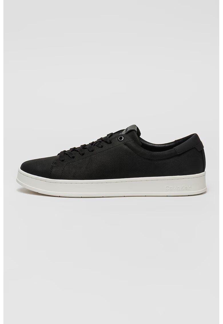 Calvin Klein Pantofi sport din piele cu sireturi - Negru