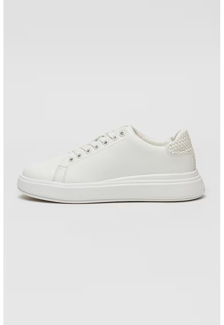 Calvin Klein Pantofi sport din piele si piele ecologica - Alb optic
