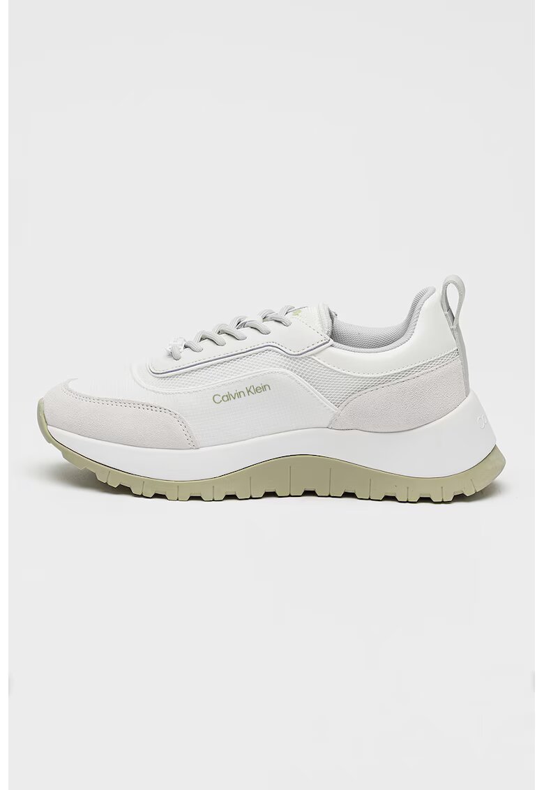 Calvin Klein Pantofi sport din piele si plasa - cu aspect masiv - Alb