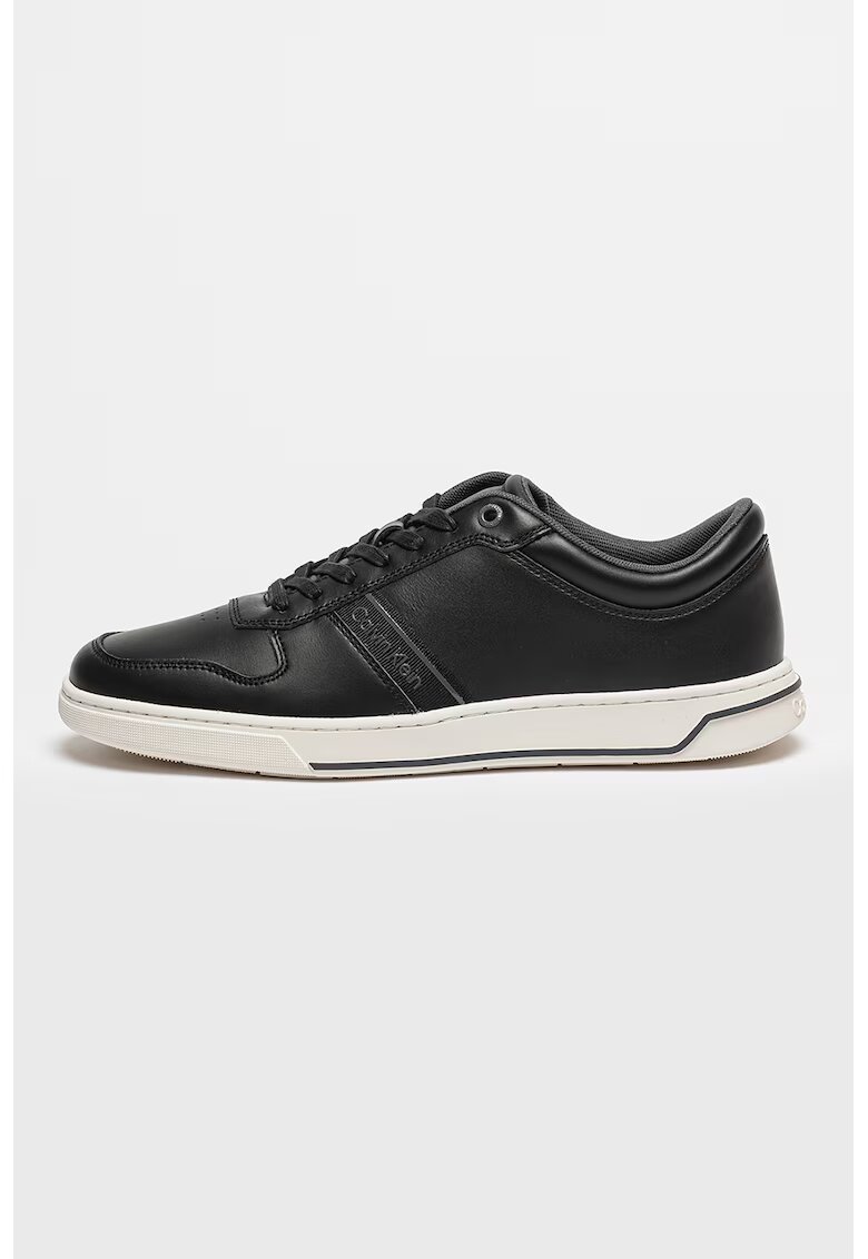 Calvin Klein Pantofi sport low-cut de piele - Negru/Alb murdar
