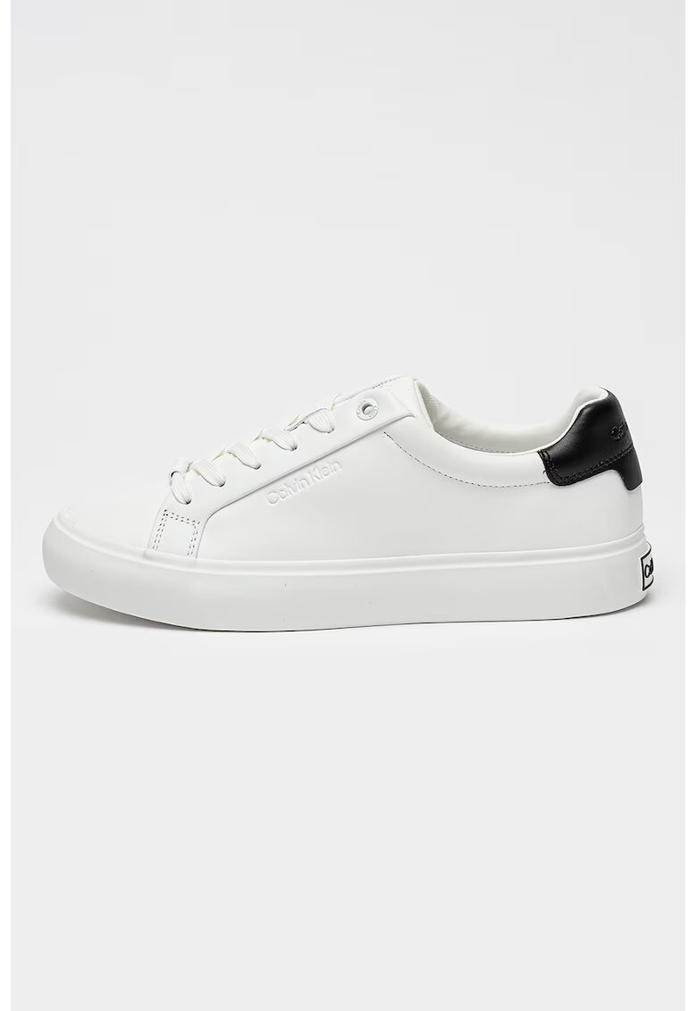 Calvin Klein Pantofi sport low-cut de piele - Negru/Alb optic