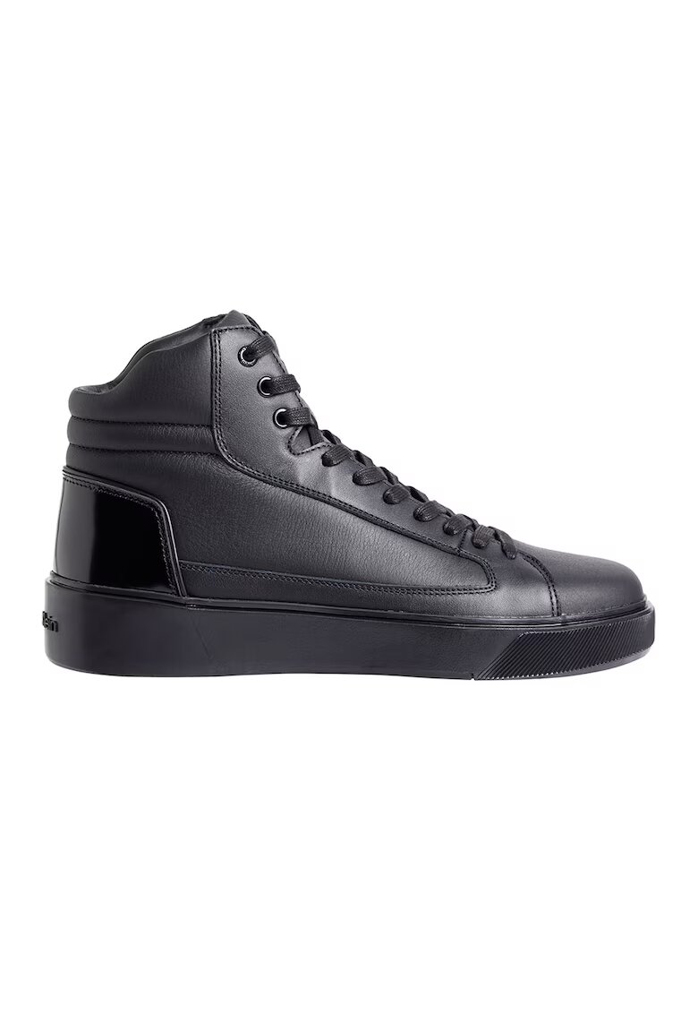 Calvin Klein Pantofi sport mid-high uni de piele - Negru