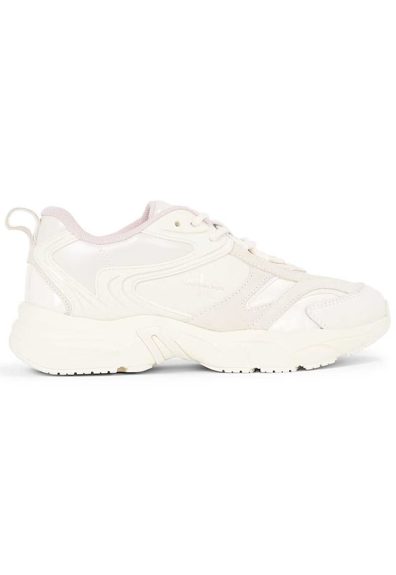 Calvin Klein Pantofi sport pentru Femei - retro tennis low lace ml mix - YW0YW01566-02Y - Alb - Alb