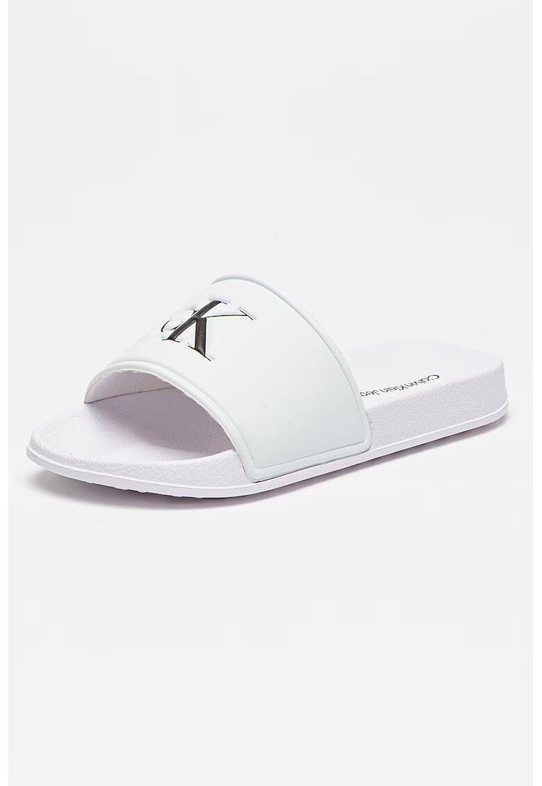 Calvin Klein Papuci cu logo - Alb/Negru