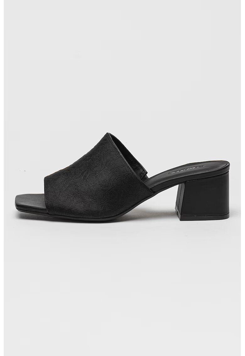 Calvin Klein Papuci cu toc cu model tip monograma - Negru