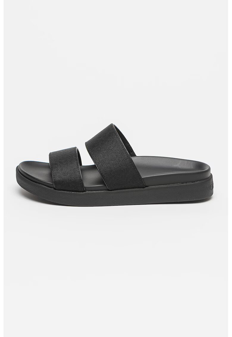 Calvin Klein Papuci din panza cu model logo - Negru