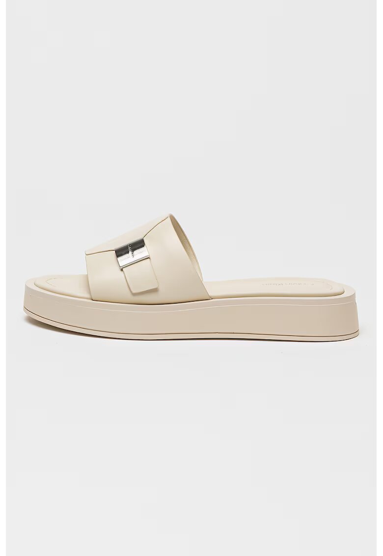 Calvin Klein Papuci din piele - Crem