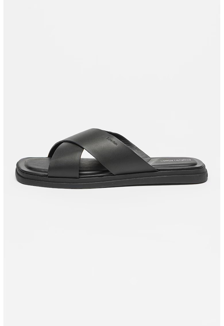 Calvin Klein Papuci din piele Criss - Negru