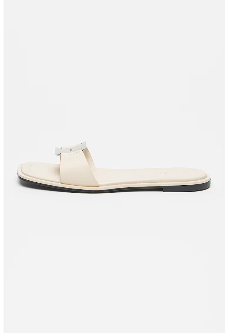 Calvin Klein Papuci din piele cu detaliu logo - Crem