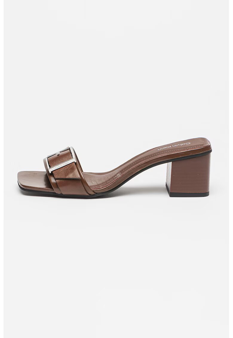 Calvin Klein Papuci din piele cu toc inalt - Maro