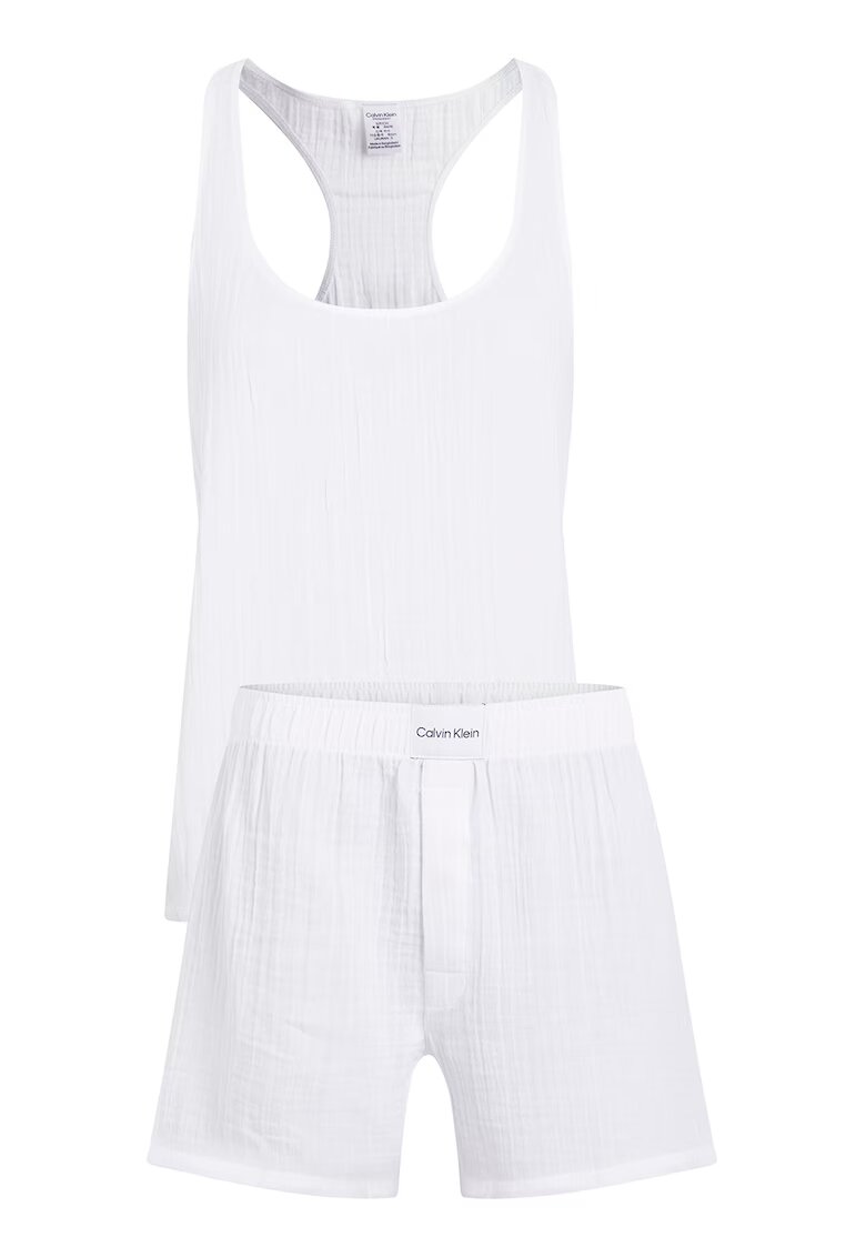 Calvin Klein Pijama scurta din bumbac - Alb murdar