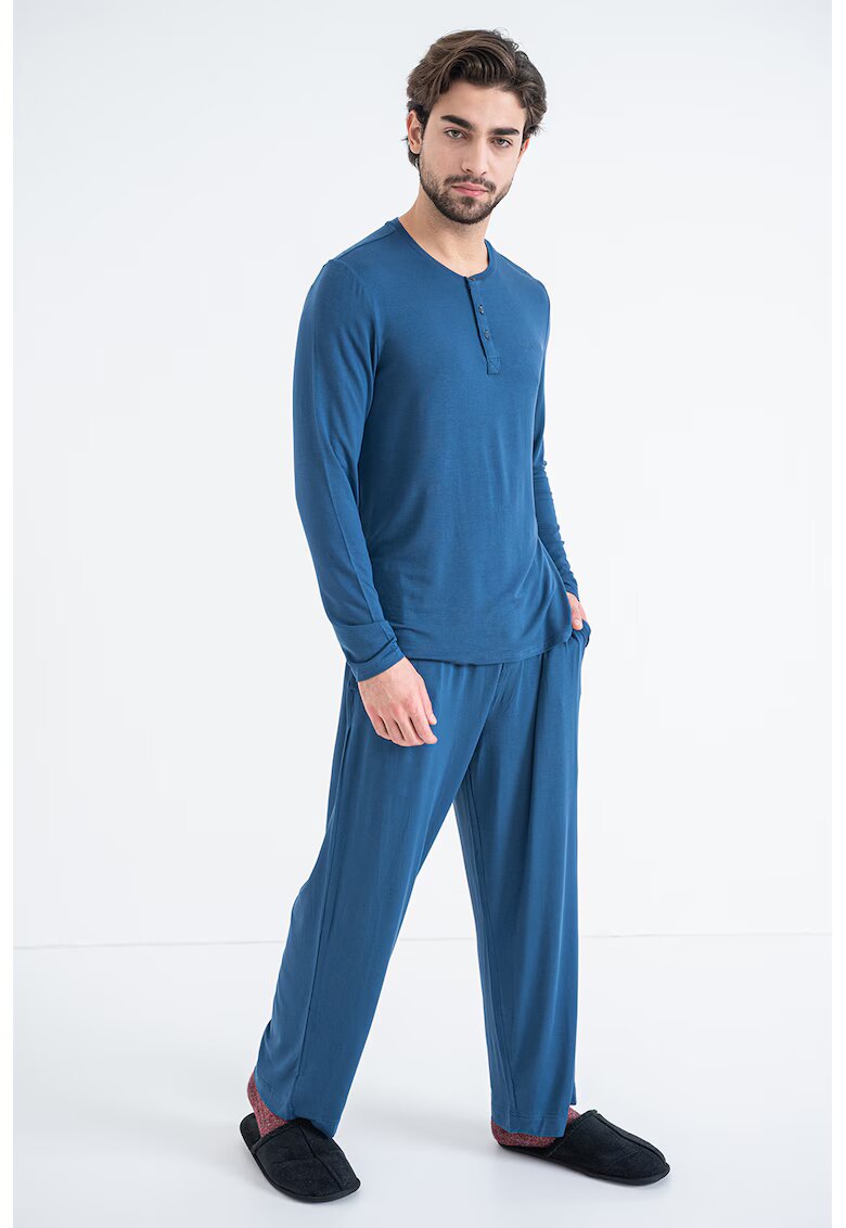 Calvin Klein Pijama uni din amestec de modal - Albastru inchis