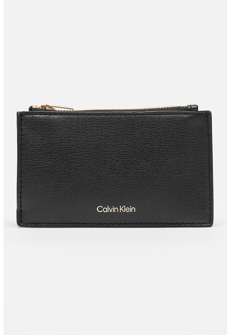 Calvin Klein Portcart din piele ecologica cu detaliu logo - Negru