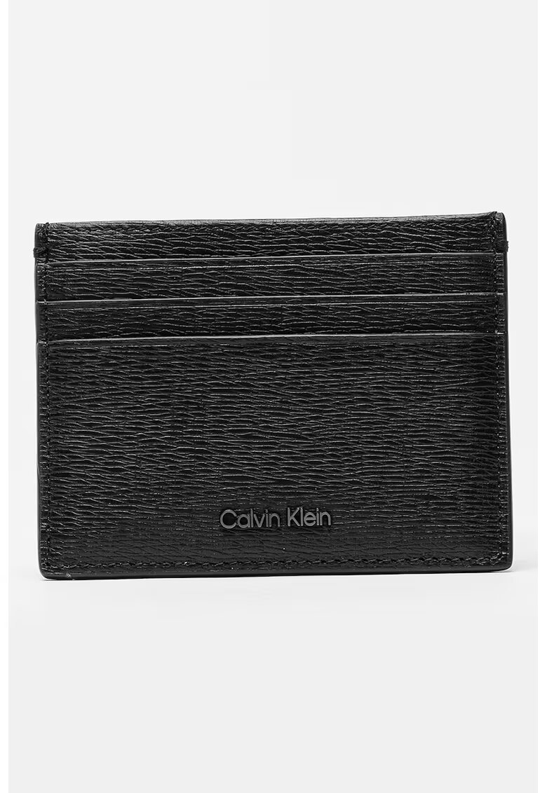 Calvin Klein Portcart din piele Saffiano - Negru
