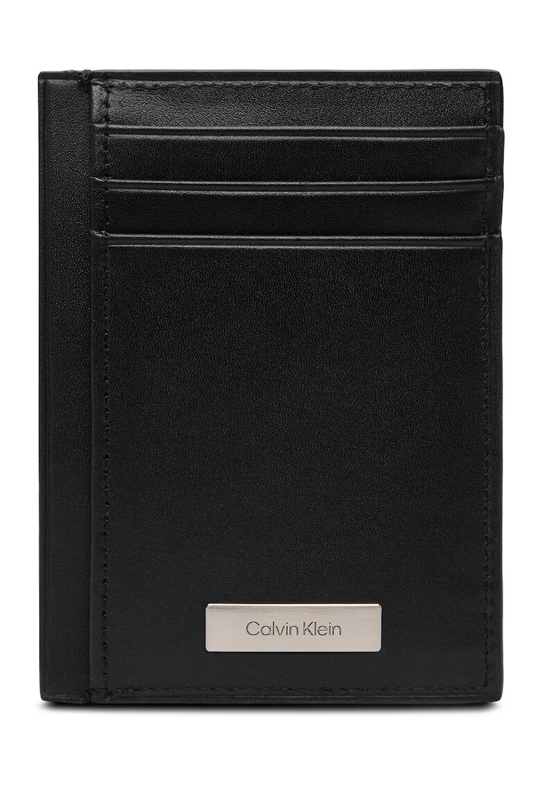 Calvin Klein Portofel barbati - etui pentru carduri - piele naturala - negru