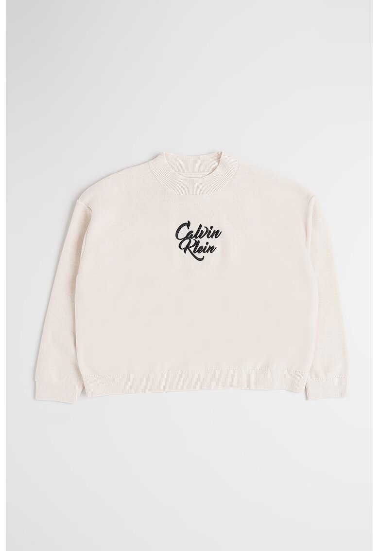 Calvin Klein Pulover cu broderie logo - Alb murdar