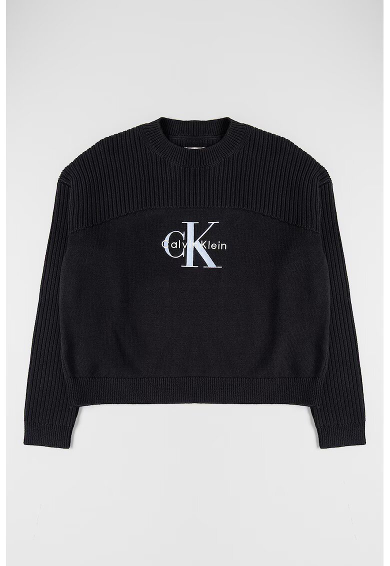 Calvin Klein Pulover cu detalii striate - Negru
