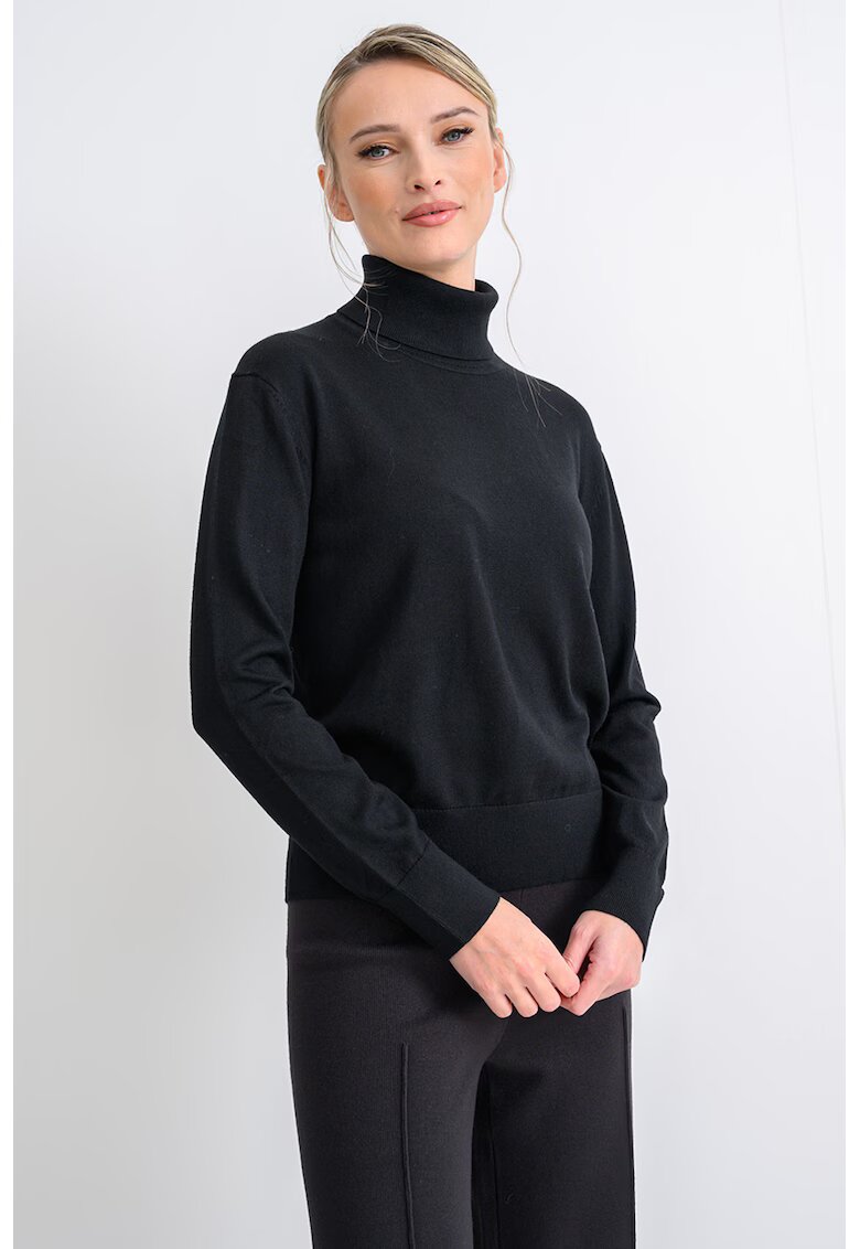 Calvin Klein Pulover din amestec de lana cu guler inalt - Negru