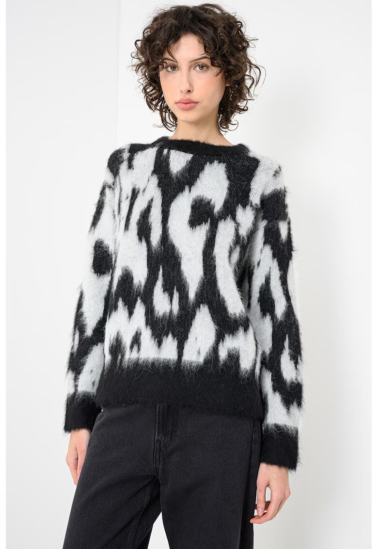 Calvin Klein Pulover din amestec de lana si lana alpaca - Alb/Negru