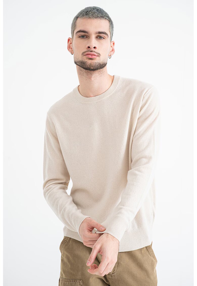 Calvin Klein Pulover din casmir cu decolteu rotund - Crem