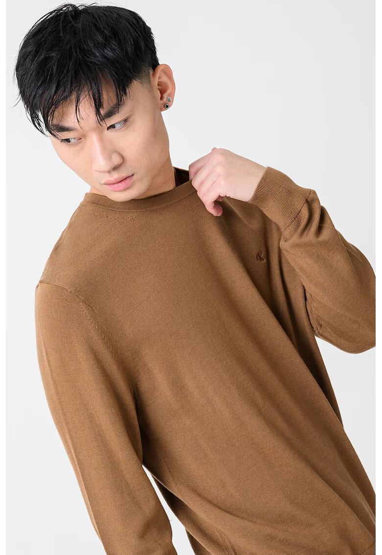 Calvin Klein Pulover din lana cu decolteu la baza gatului