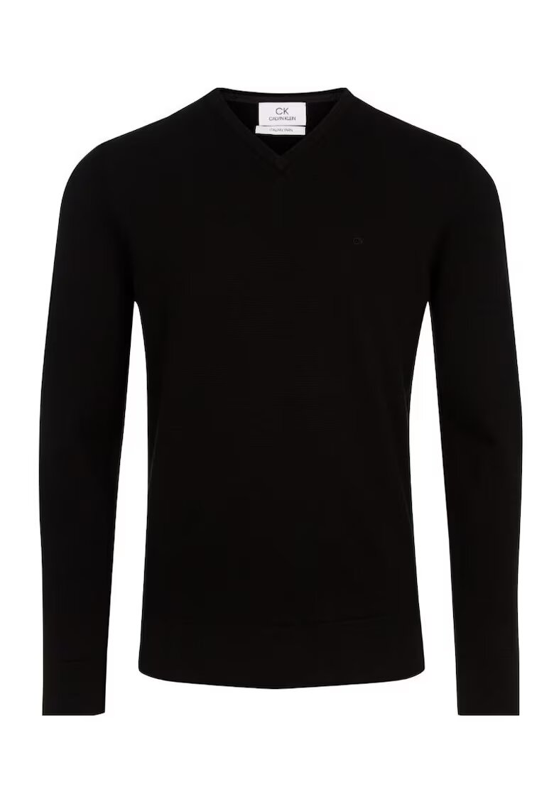 Calvin Klein Pulover din lana slim-fit cu decolteu in v