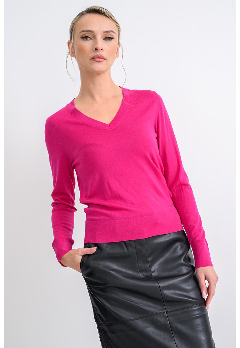 Calvin Klein Pulover slim-fit din lana - Fucsia