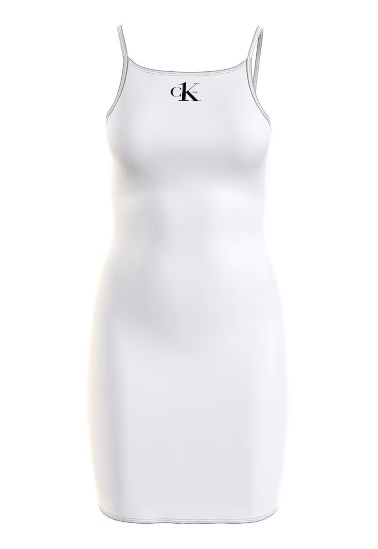 Calvin Klein Rochie de plaja din bumbac organic cu bretele inguste - Alb