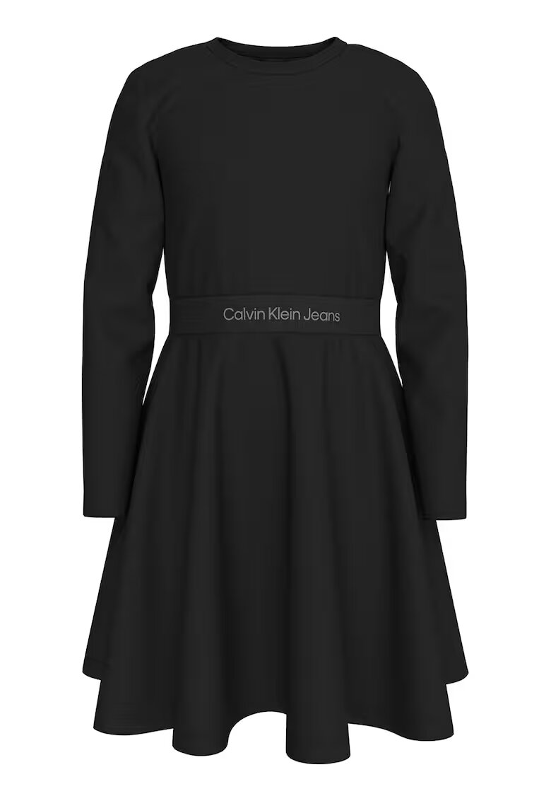 Calvin Klein Rochie evazata cu logo - Negru