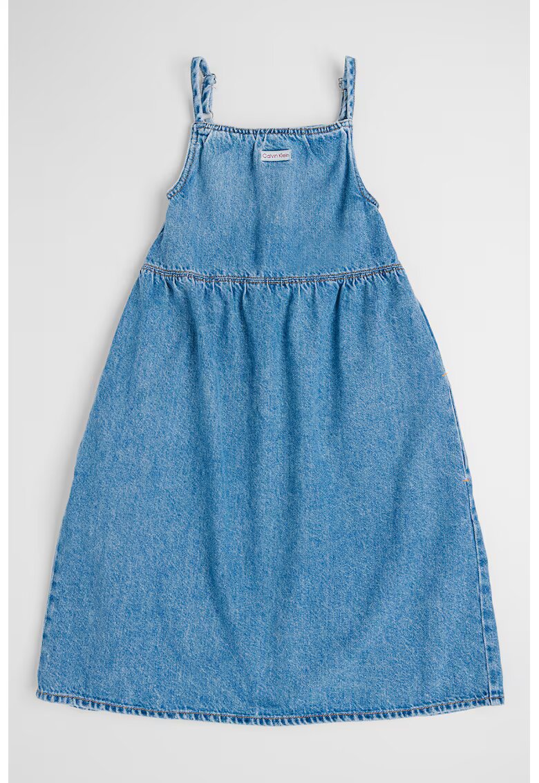 Calvin Klein Rochie evazata din denim si amestec de lyocell - Albastru deschis