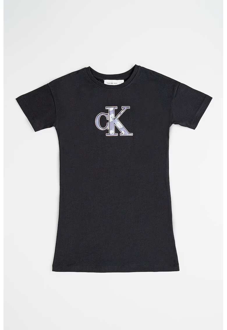 Calvin Klein Rochie scurta cu imprimeu logo - Negru/Roz/Violet pruna
