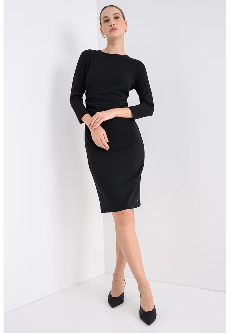 Calvin Klein Rochie scurta uni cu maneci lungi - Negru
