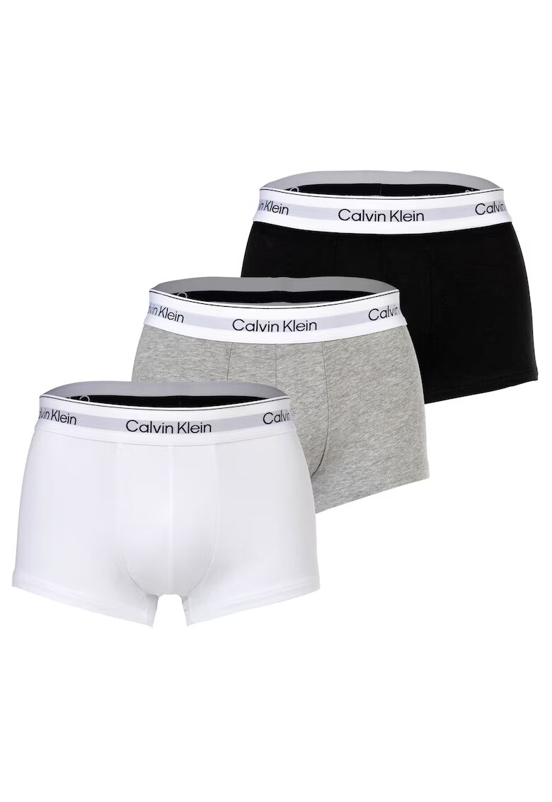 Calvin Klein Set de boxeri cu banda logo in talie - 3 perechi - Alb/Negru/Gri