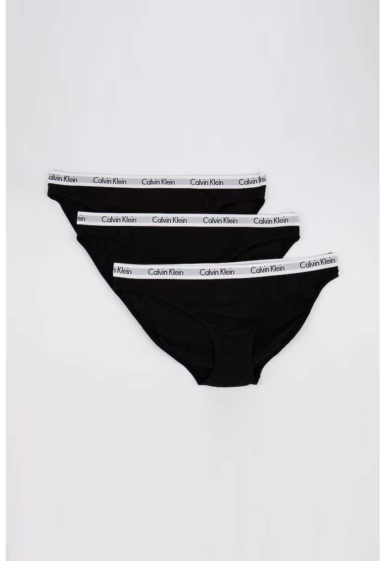 Calvin Klein Set de chiloti cu banda logo in talie - 3 perechi - Negru