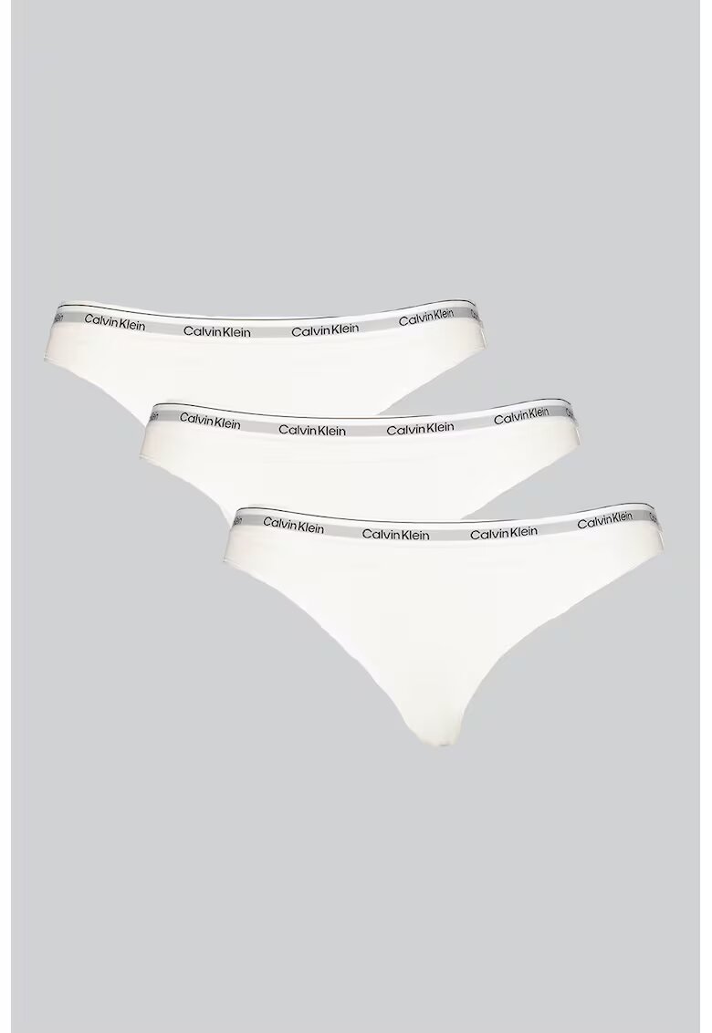 Calvin Klein Set de chiloti cu logo - 3 perechi - Alb/Gri