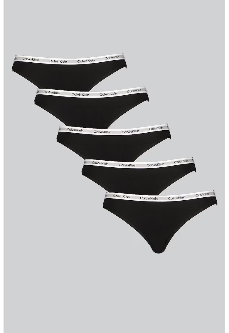 Calvin Klein Set de chiloti cu logo - 5 perechi - Alb/Negru