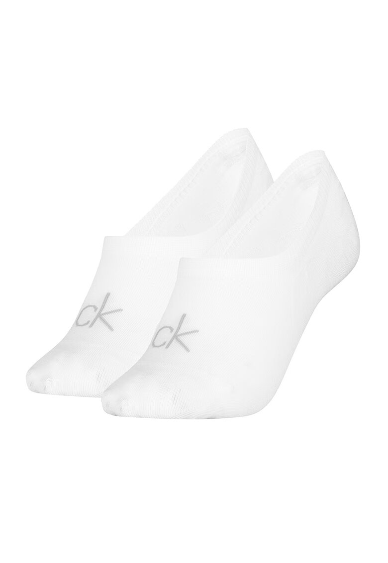 Calvin Klein Set de sosete foarte scurte - 2 perechi - Alb/Gri inchis