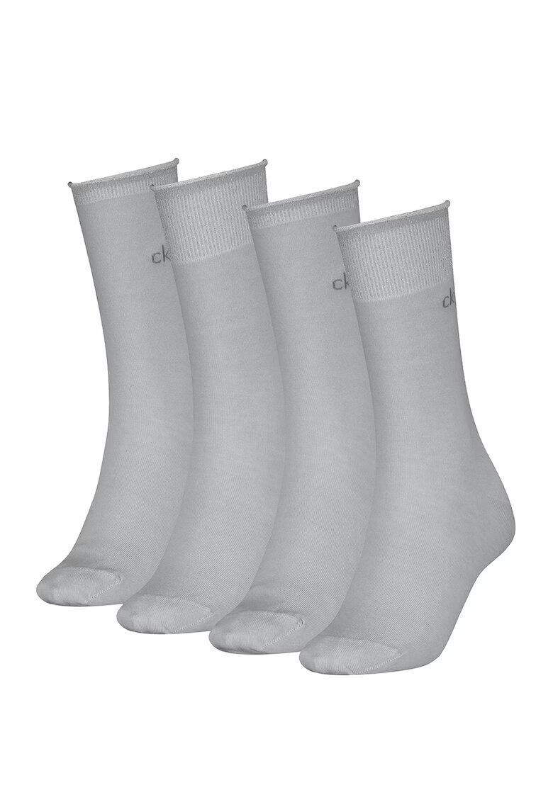 Calvin Klein Set de sosete lungi cu aspect stralucitor - 4 perechi - Gri inchis
