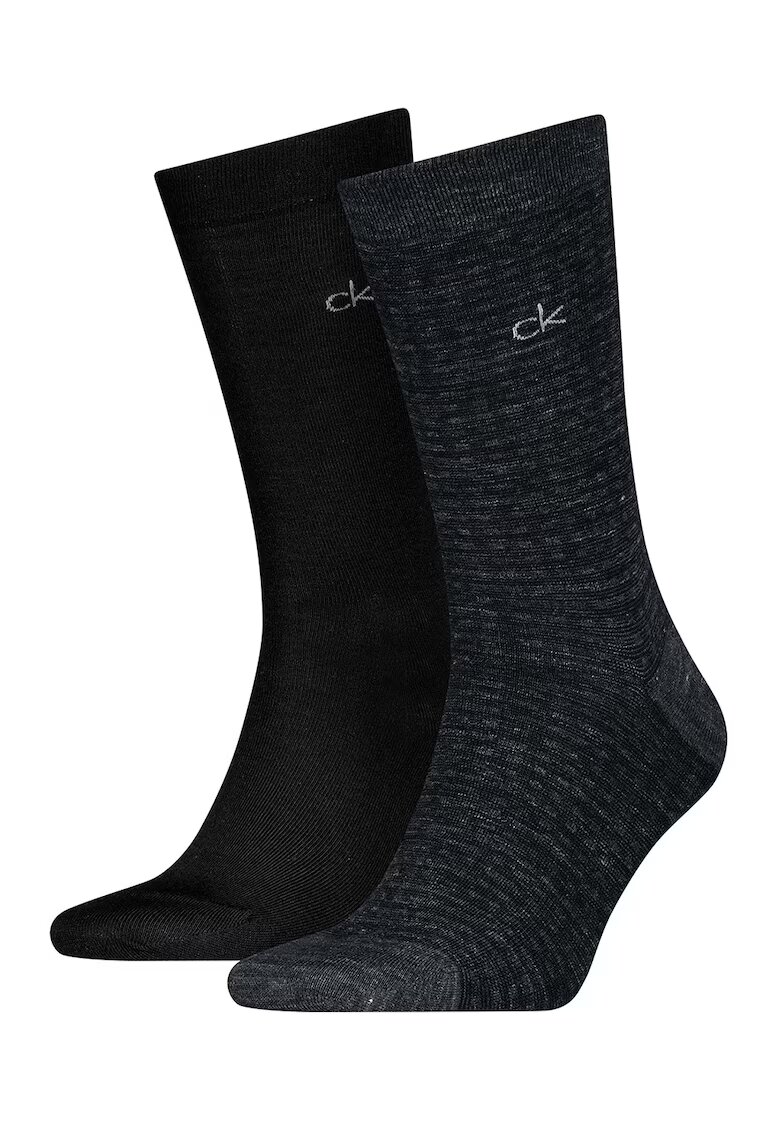 Calvin Klein Set de sosete lungi cu logo - 2 perechi - Negru/Verde englez