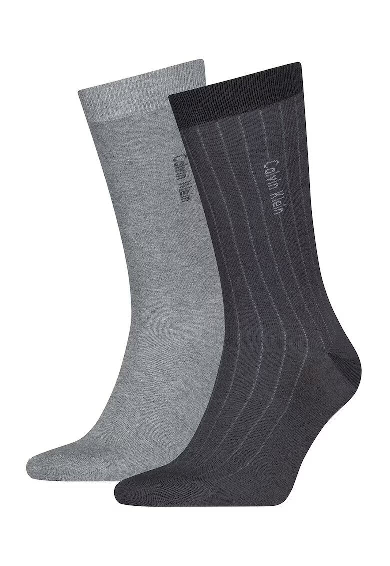 Calvin Klein Set de sosete lungi din amestec de bumbac - 2 perechi - Negru stins/Gri inchis