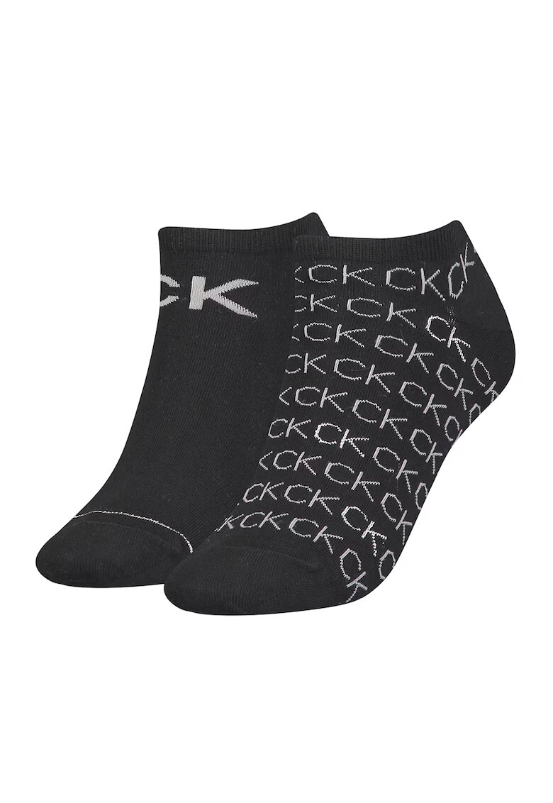 Calvin Klein Set de sosete scurte cu logo - 2 perechi - Negru