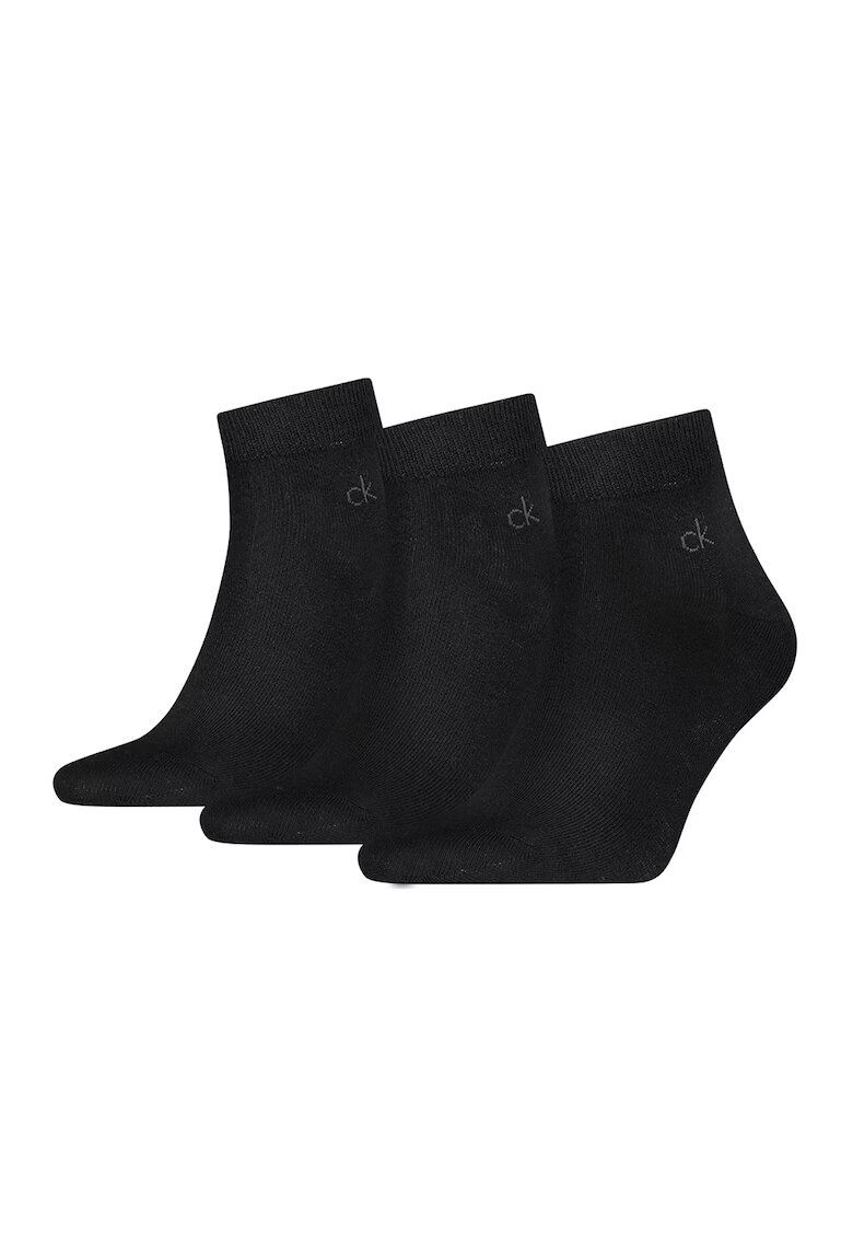 Calvin Klein Set de sosete scurte cu logo - 3 perechi - Negru