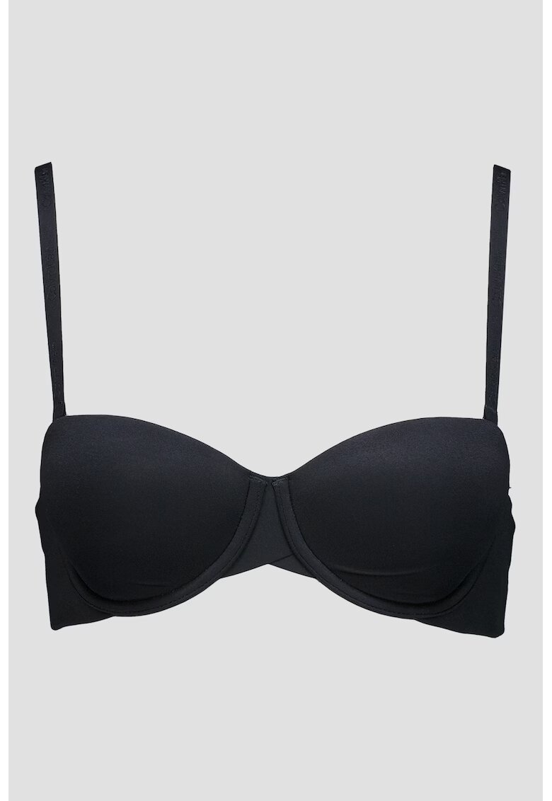 Calvin Klein Sutien balconette cu bretele detasabile Perfectly Fit - Gri antracit