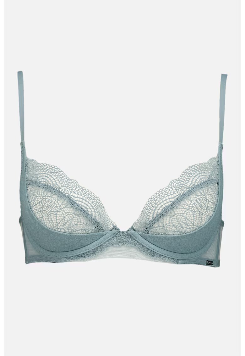 Calvin Klein Sutien cu aspect perforat - Albastru prafuit