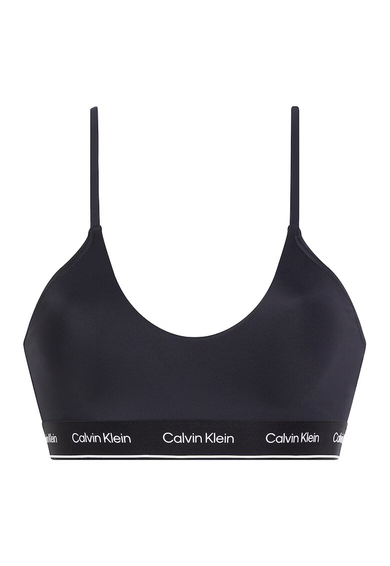 Calvin Klein Sutien de baie cu banda logo - Alb/Negru