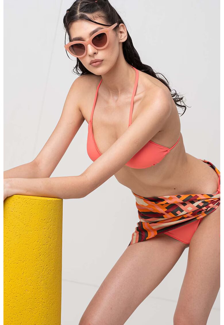 Calvin Klein Sutien de baie cu cupe triunghiulare si logo - Coral