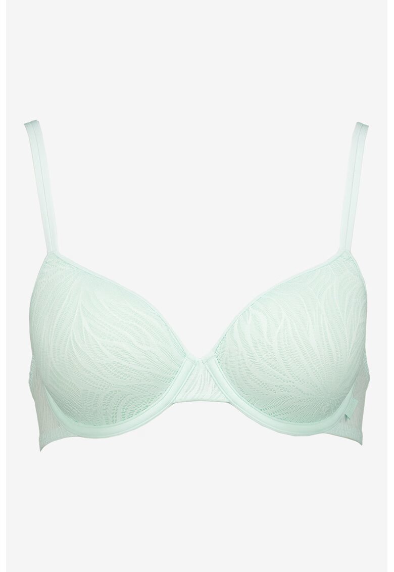 Calvin Klein Sutien texturat cu burete si logo - Verde menta