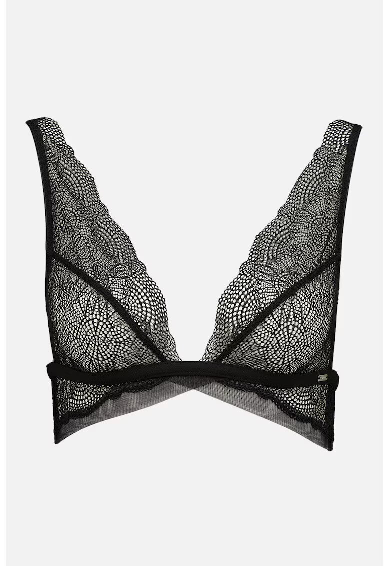 Calvin Klein Sutien triunghiular cu aspect perforat - Negru